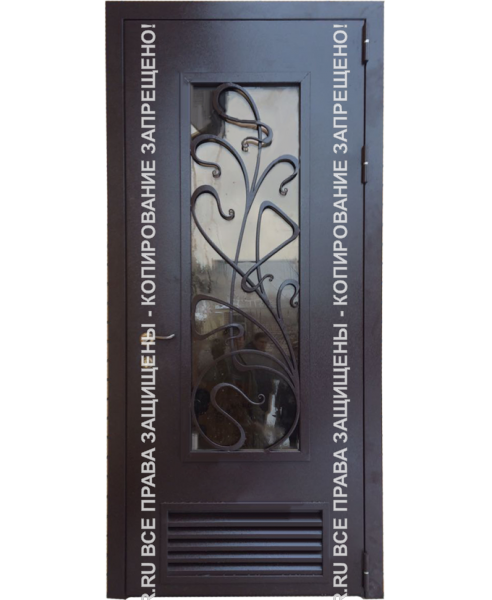 Дверь железная уличная Порошок с ковкой/стеклом 1132 Дверь железная уличная Порошок с ковкой/стеклом 1132