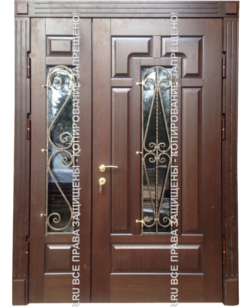 Дверь железная входная уличная МДФ с ковкой/стеклом 3084 Дверь железная входная уличная МДФ с ковкой/стеклом 3084