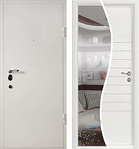 Дверь стальная входная Порошок/МДФ с зеркалом 201