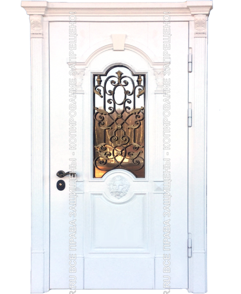 Стальная дверь трехконтурная МДФ с ковкой/стеклом 3102 Стальная дверь трехконтурная МДФ с ковкой/стеклом 3102