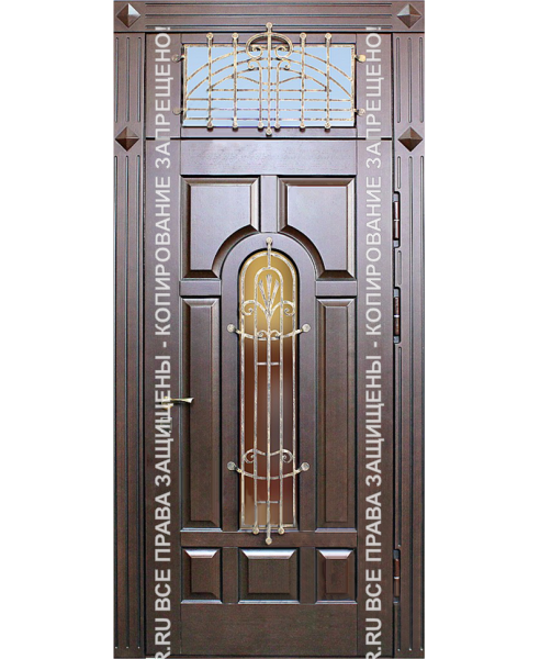 Дверь железная входная трехконтурная МДФ с ковкой/стеклом 3104 Дверь железная входная трехконтурная МДФ с ковкой/стеклом 3104